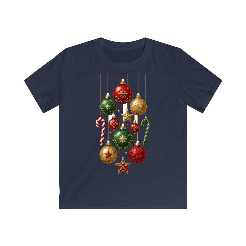 Classic Hanging Christmas Ornaments personalised kids Christmas tee in navy