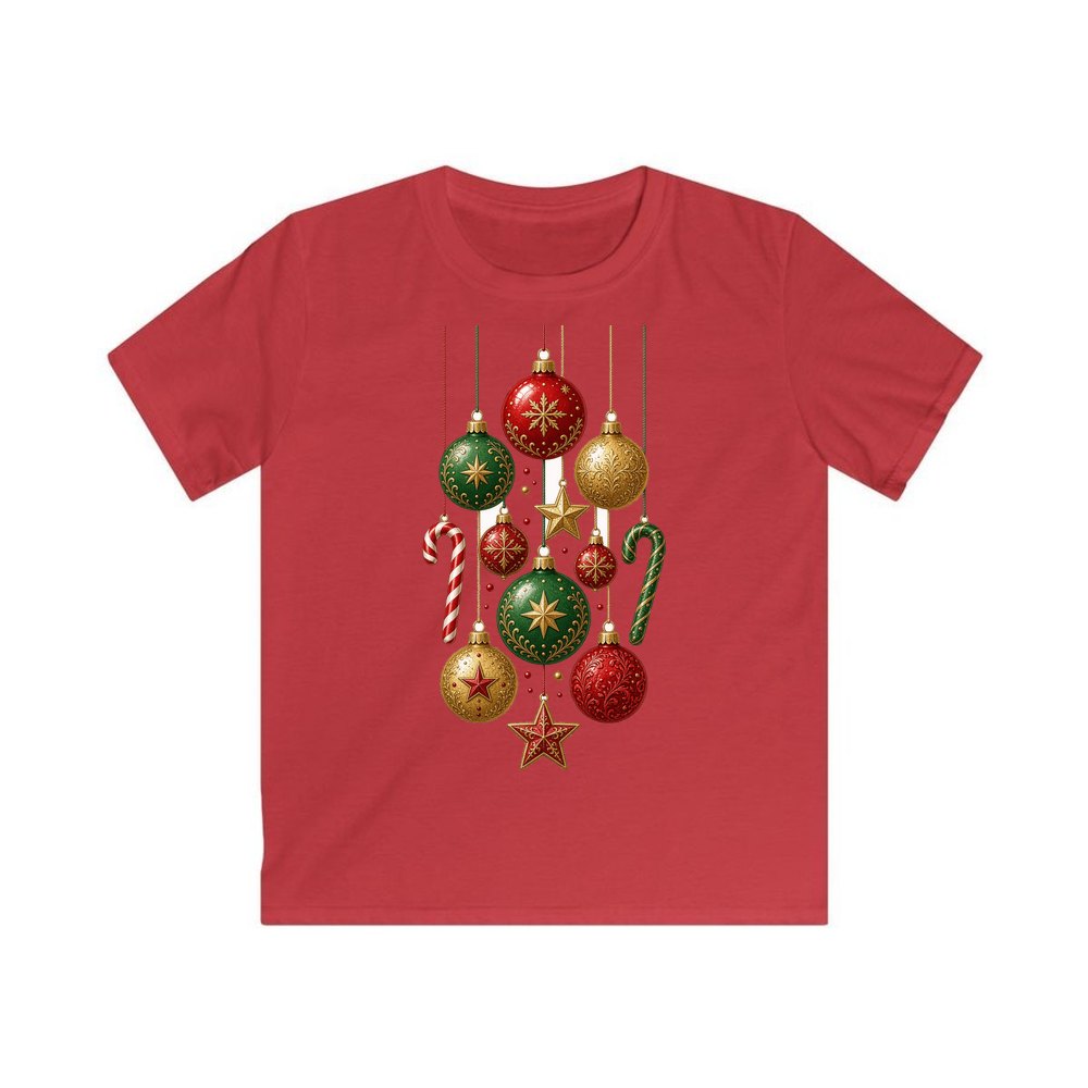 Classic Hanging Christmas Ornaments personalised kids Christmas tee in red