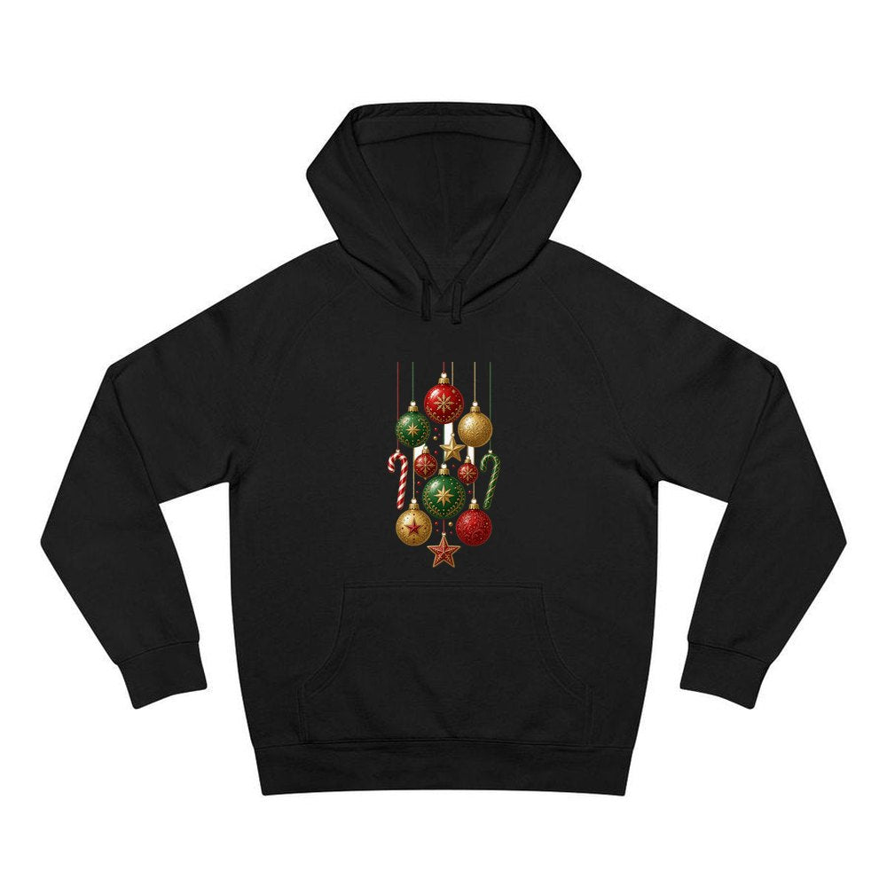 Classic Hanging Christmas Ornaments personalised Christmas hoodie in black