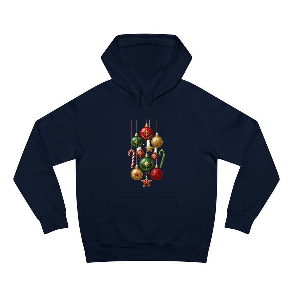 Classic Hanging Christmas Ornaments personalised Christmas hoodie in navy