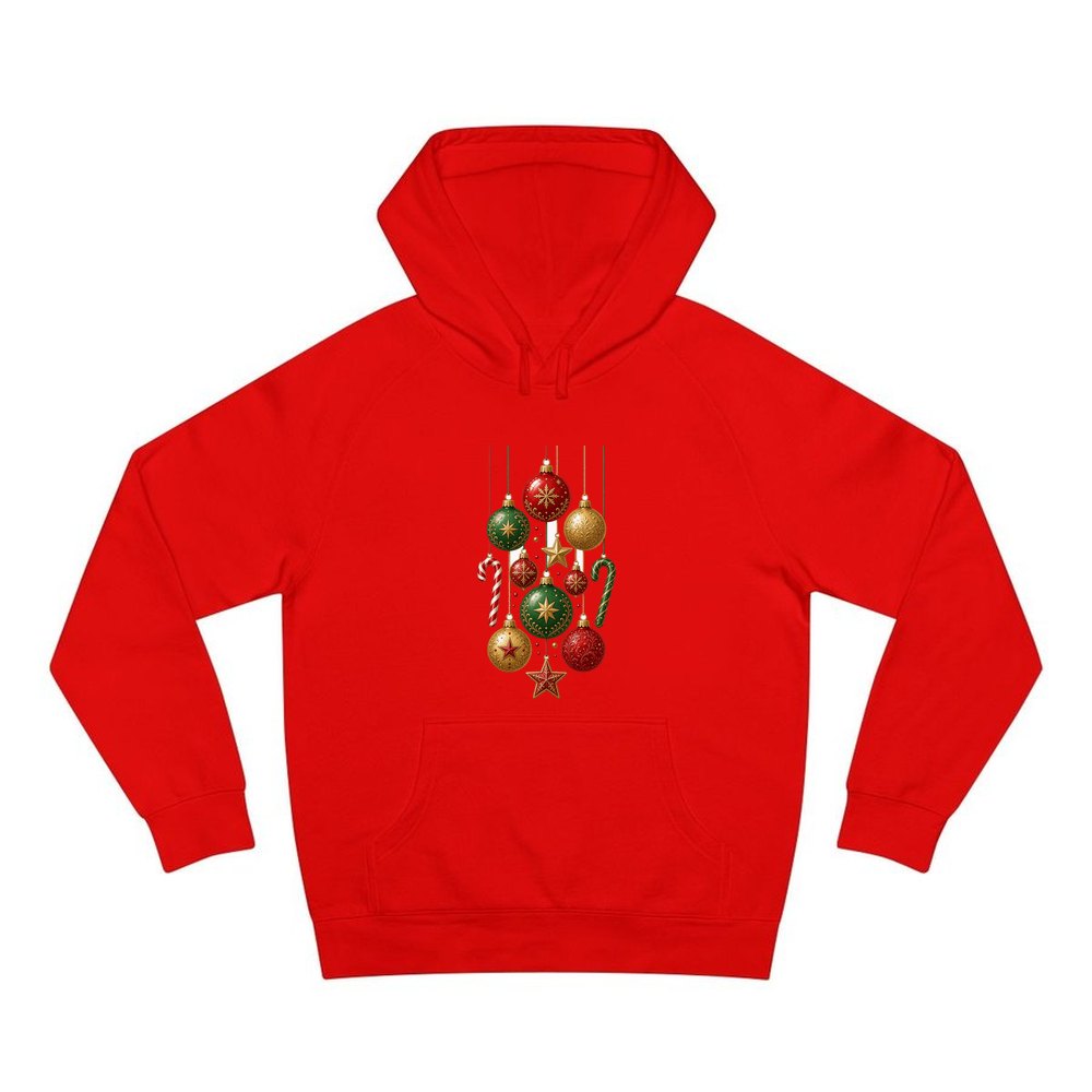 Classic Hanging Christmas Ornaments personalised Christmas hoodie in red