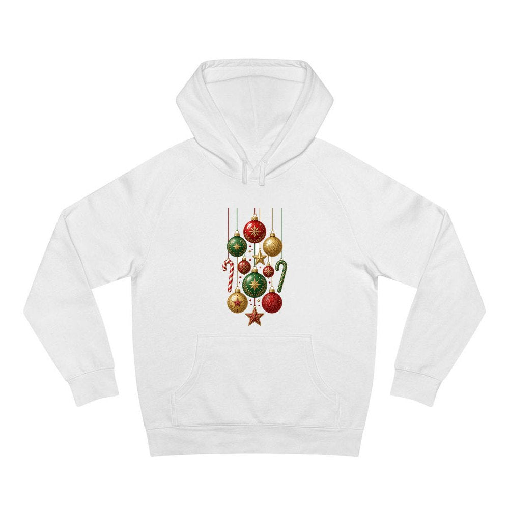 Classic Hanging Christmas Ornaments personalised Christmas hoodie in white