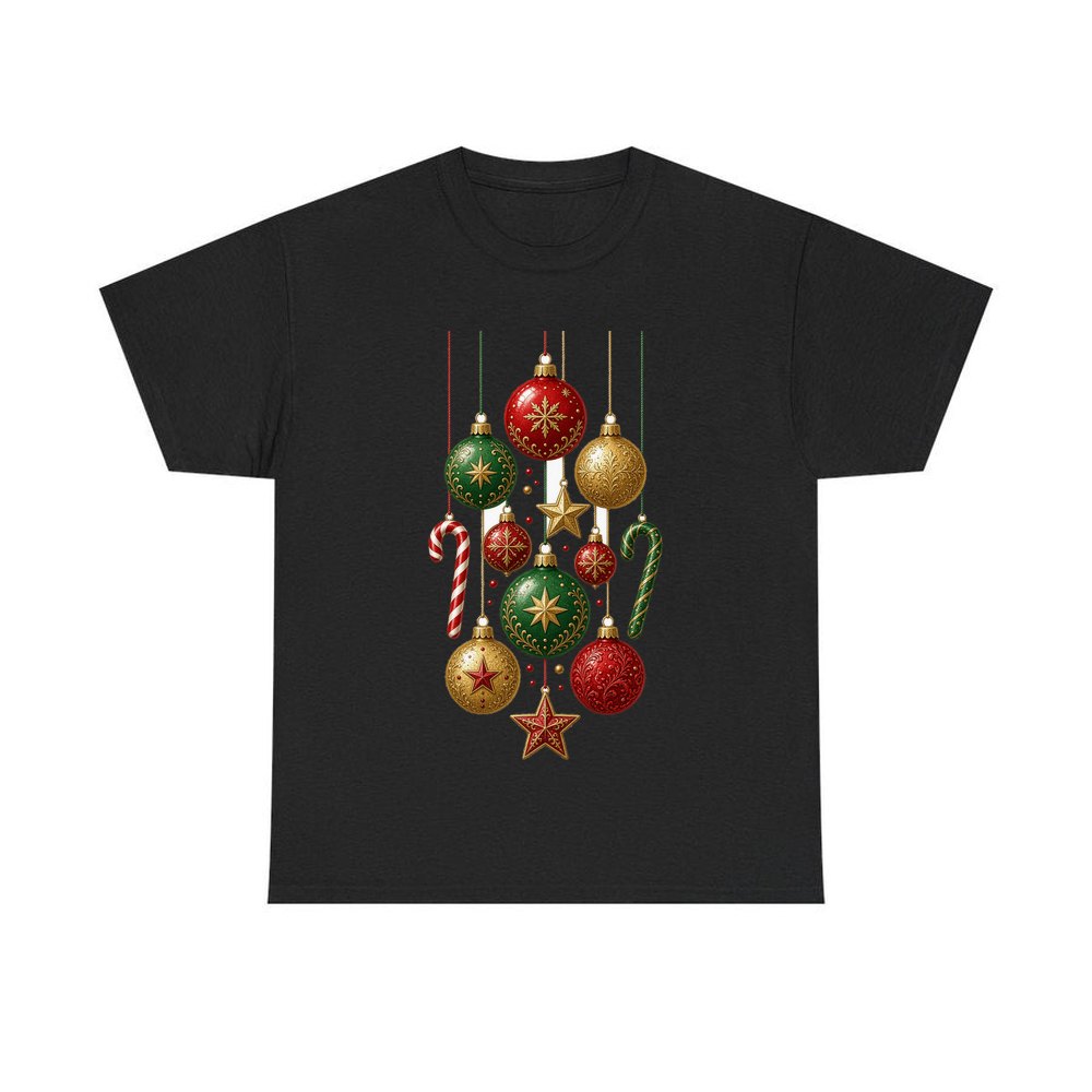 Classic Hanging Christmas Ornaments personalised Christmas T-shirt in black