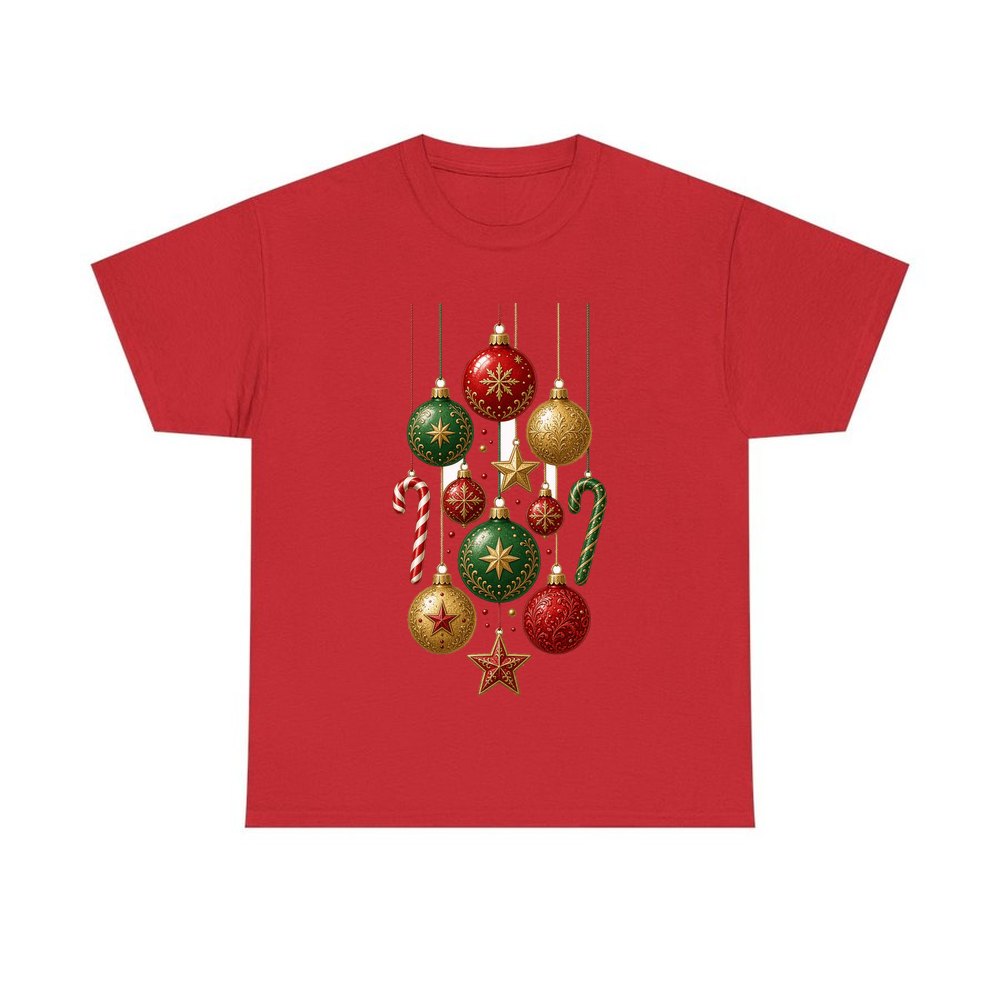 Classic Hanging Christmas Ornaments personalised Christmas T-shirt in red