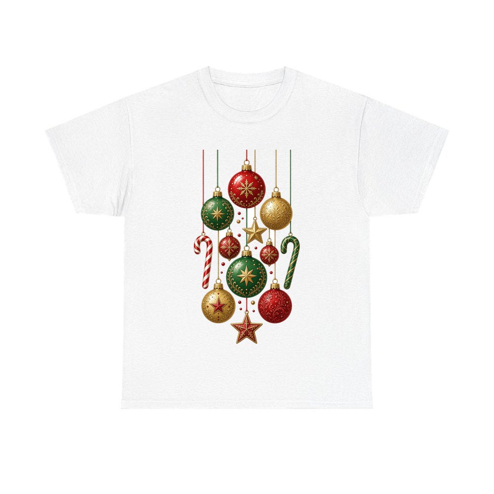 Classic Hanging Christmas Ornaments personalised Christmas T-shirt in white