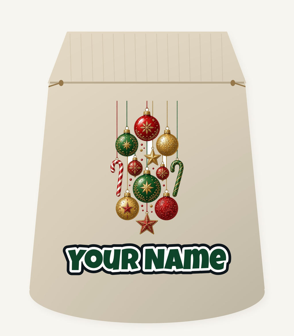 Classic Hanging Christmas Ornaments Personalised Santa Sack