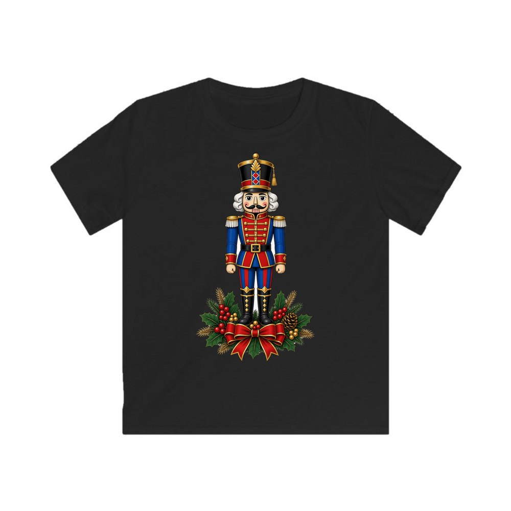 Classic Nutcracker Soldier personalised kids Christmas tee in black