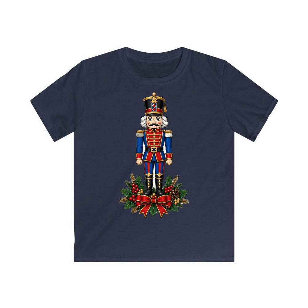 Classic Nutcracker Soldier personalised kids Christmas tee in navy