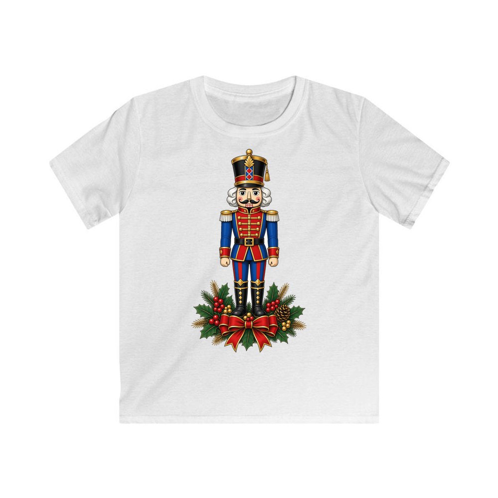 Classic Nutcracker Soldier personalised kids Christmas tee in white