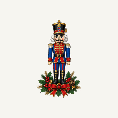 Classic Nutcracker Soldier Christmas artwork, the design printed on the personalised stocking