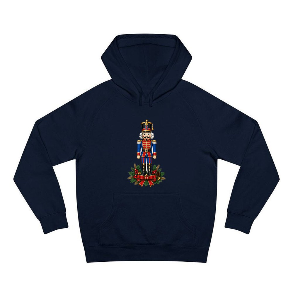 Classic Nutcracker Soldier personalised Christmas hoodie in navy