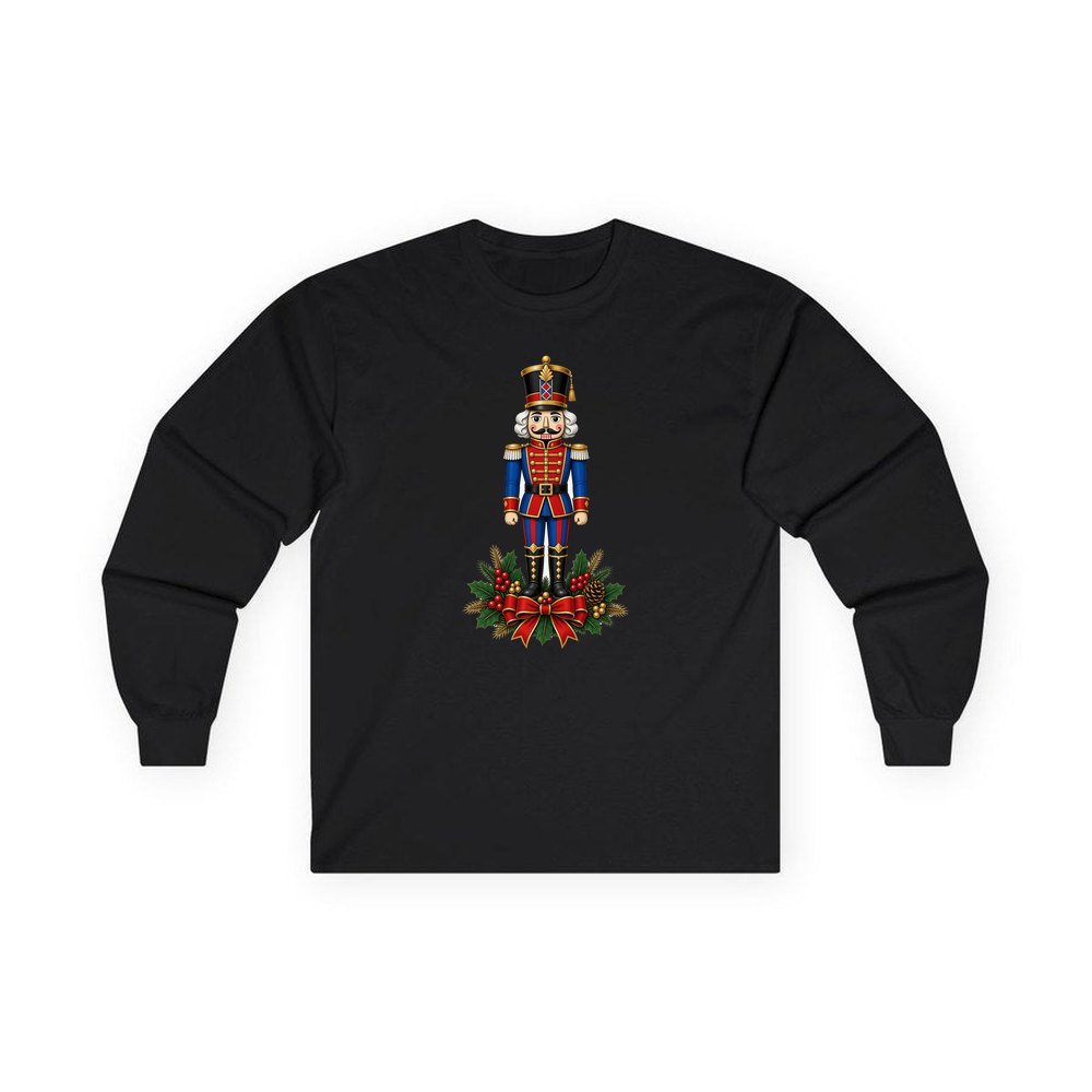 Classic Nutcracker Soldier personalised long sleeve Christmas T-shirt in black