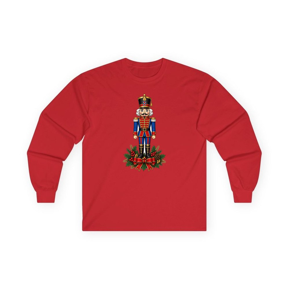Classic Nutcracker Soldier personalised long sleeve Christmas T-shirt in red