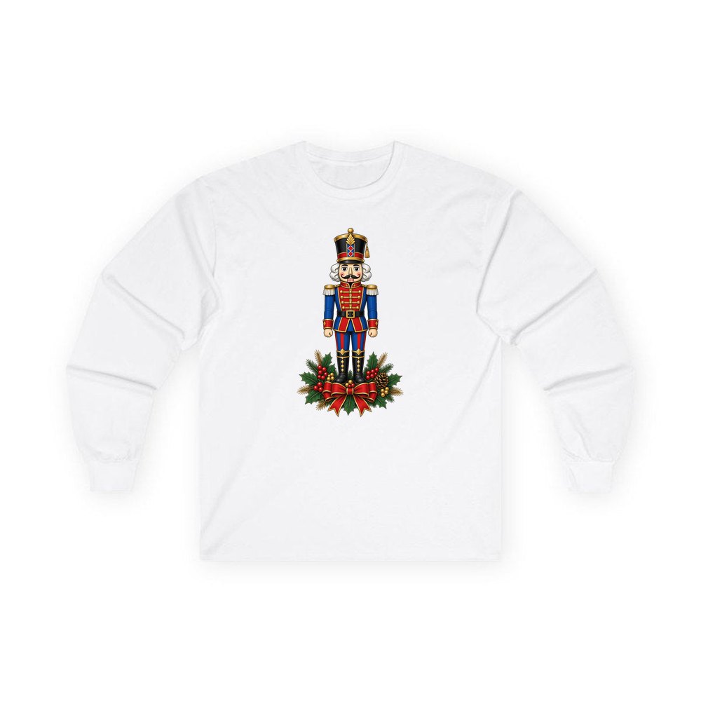 Classic Nutcracker Soldier personalised long sleeve Christmas T-shirt in white