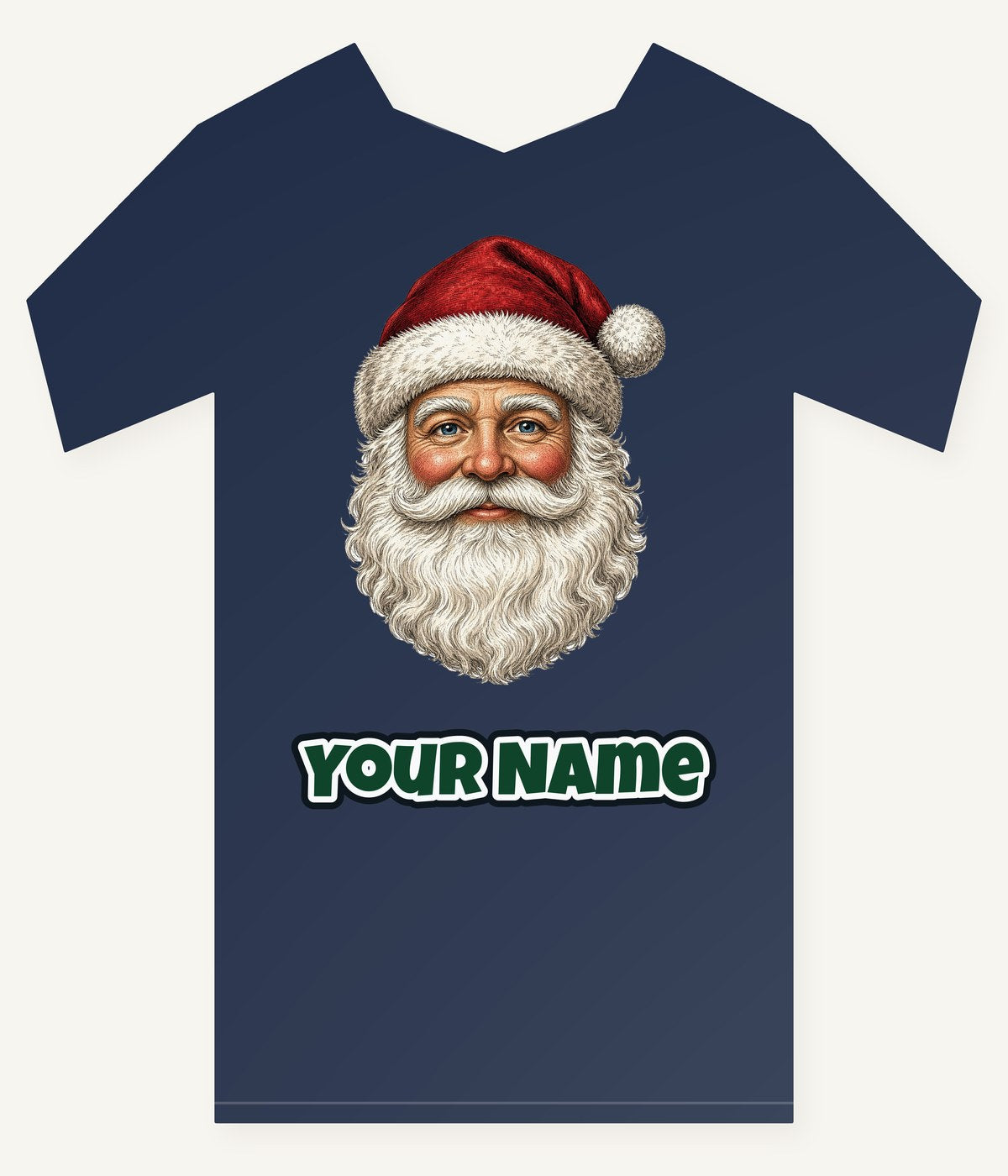 Classic Santa Face Portrait Personalised Kids and Baby Christmas Tee