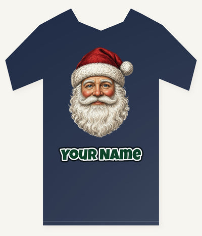 Classic Santa Face Portrait Personalised Kids Tee and Baby Bodysuit