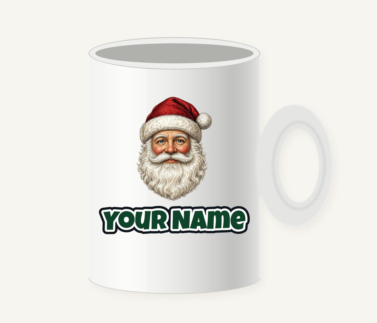 Classic Santa Face Portrait Personalised Christmas Mug