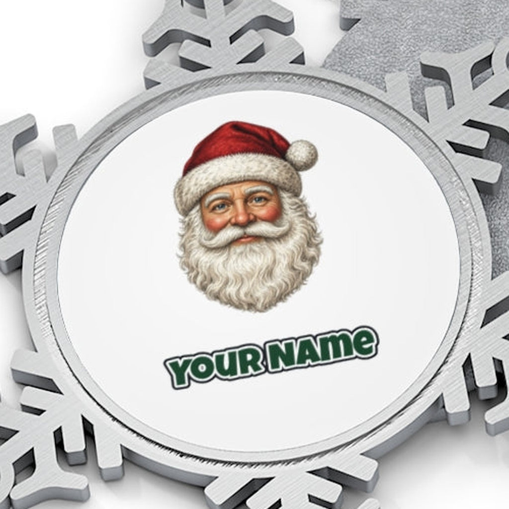 Classic Santa Face Portrait Personalised Pewter Christmas Ornament