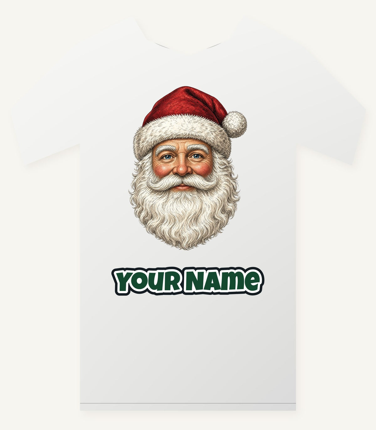 Classic Santa Face Portrait Personalised Christmas T-Shirt and Hoodie