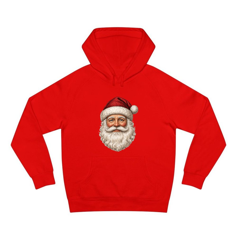 Classic Santa Face Portrait personalised Christmas hoodie in red