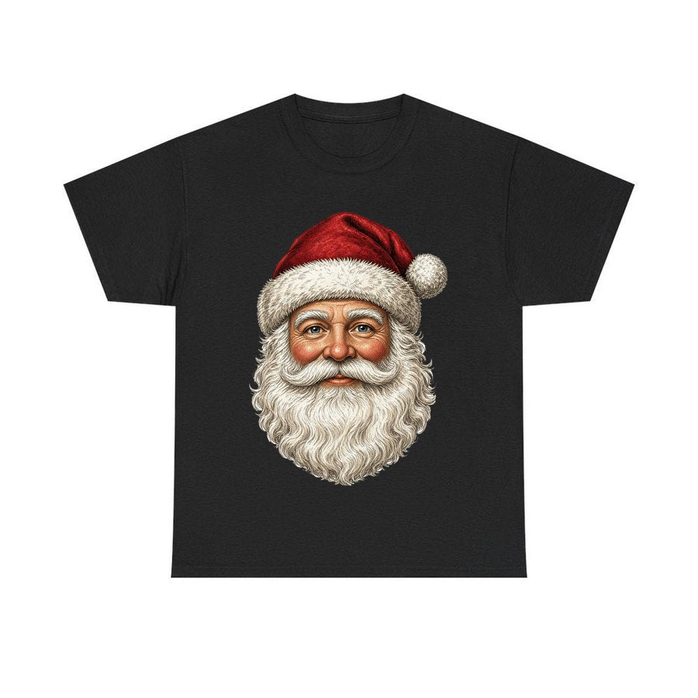 Classic Santa Face Portrait personalised Christmas T-shirt in black