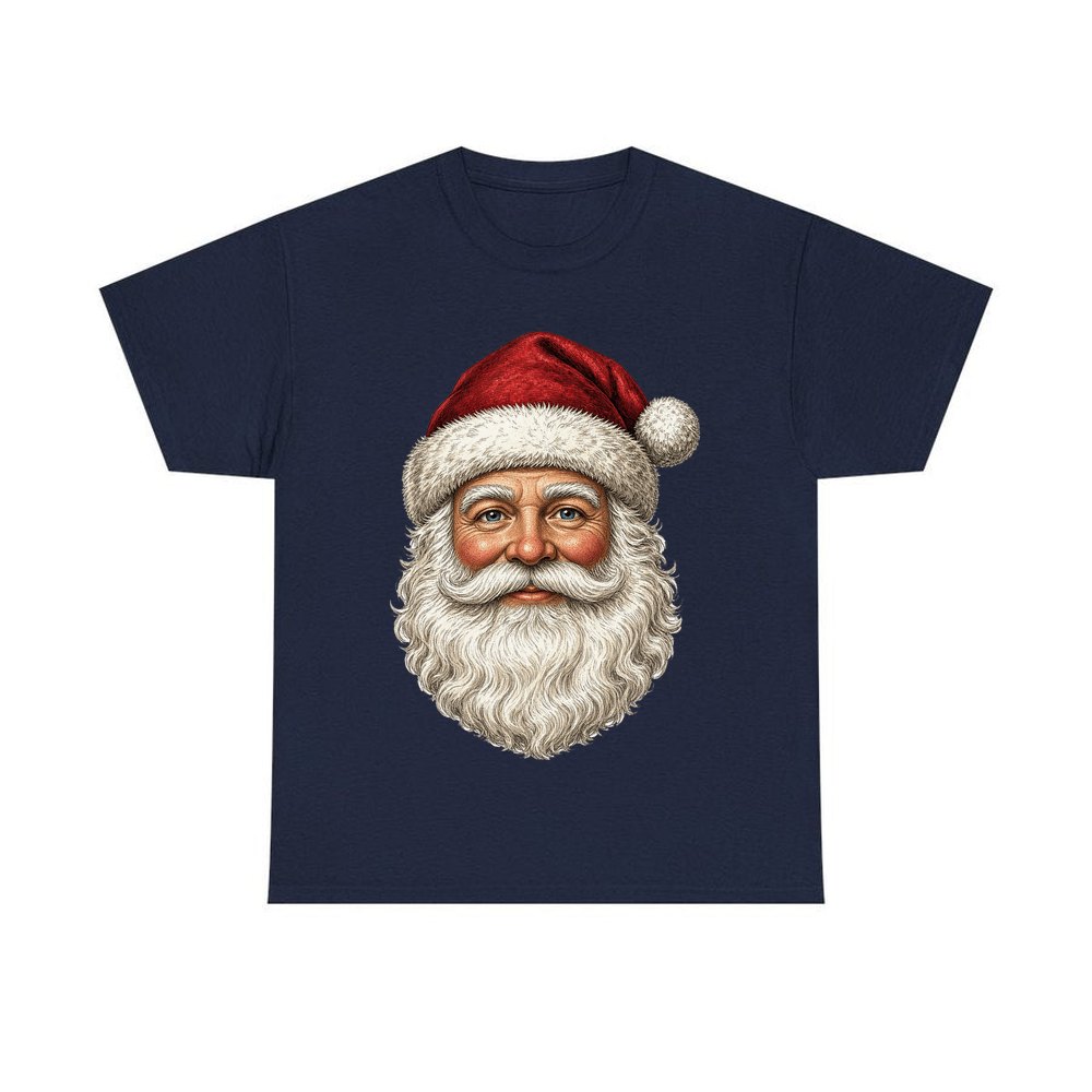 Classic Santa Face Portrait personalised Christmas T-shirt in navy