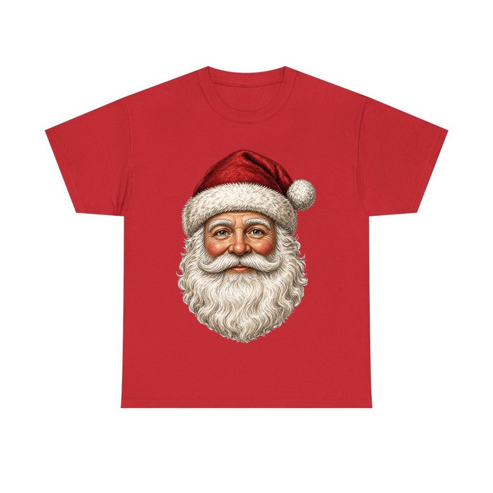 Classic Santa Face Portrait personalised Christmas T-shirt in red