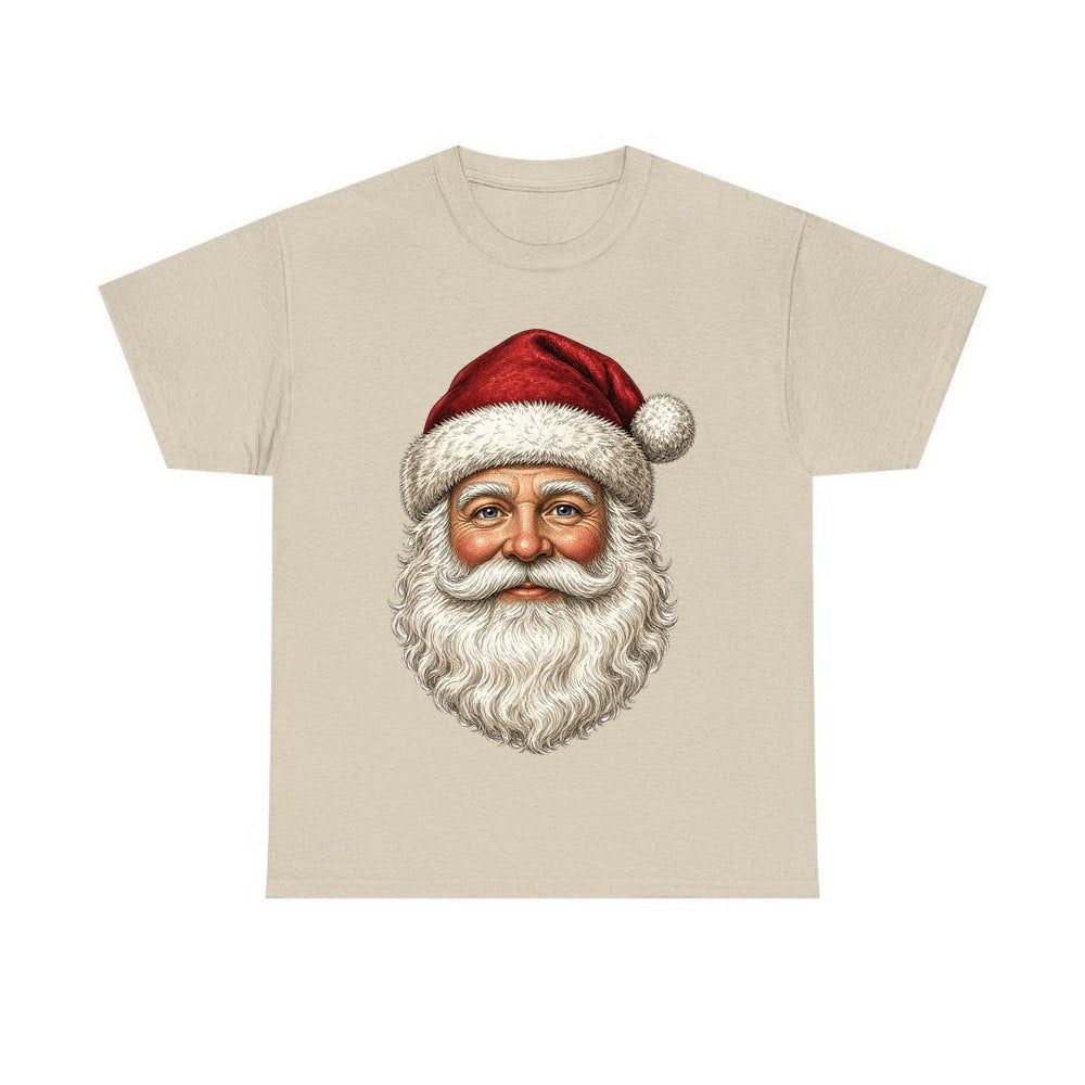 Classic Santa Face Portrait personalised Christmas T-shirt in sand