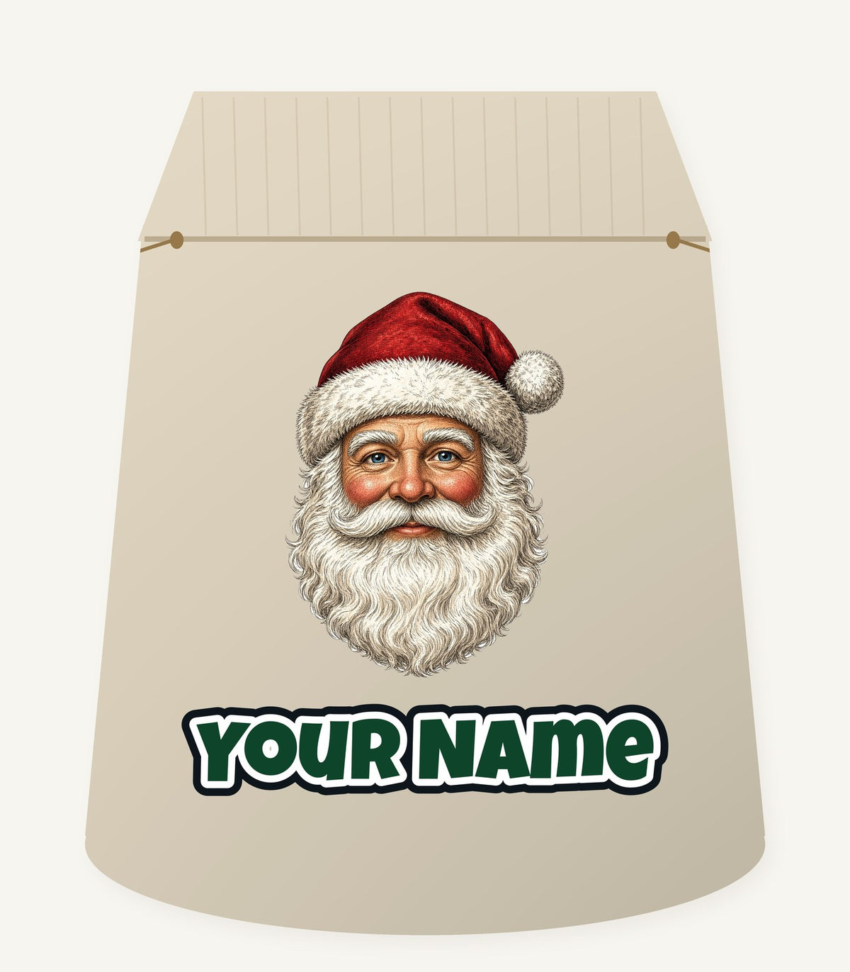 Classic Santa Face Portrait Personalised Santa Sack