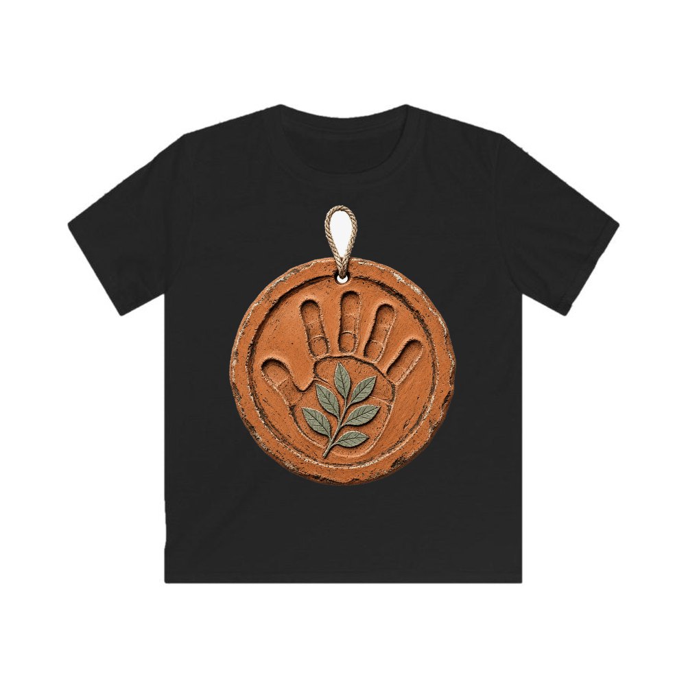 Clay Handprint Keepsake Ornament personalised kids Christmas tee in black