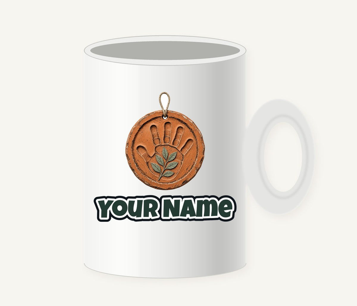 Clay Handprint Keepsake Ornament Personalised Christmas Mug