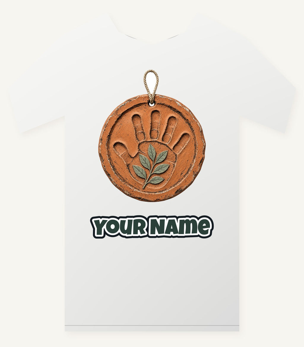 Clay Handprint Keepsake Ornament Personalised Christmas T-Shirt and Hoodie
