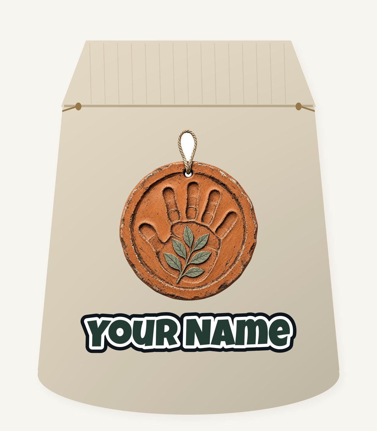 Clay Handprint Keepsake Ornament Personalised Santa Sack
