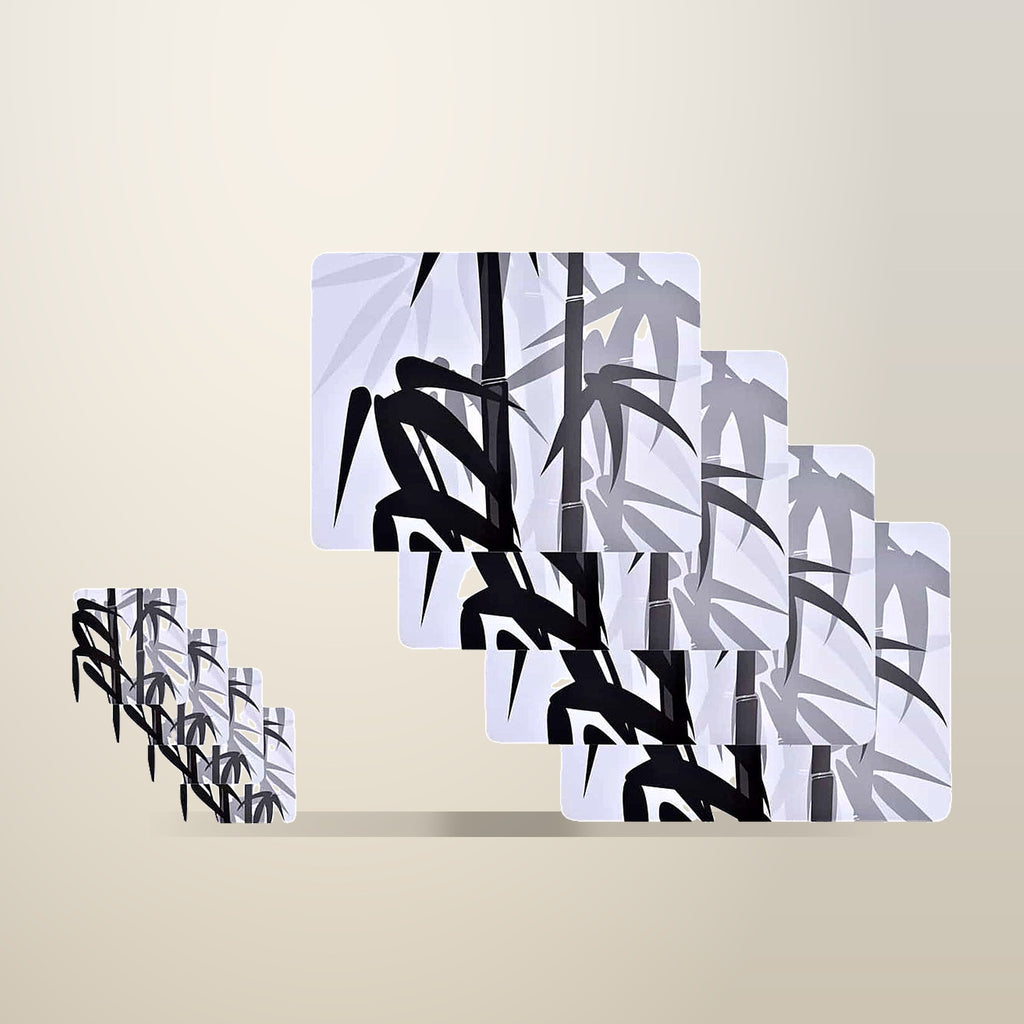 Clevinger Bamboo MDF Placemats and Coasters, 8 Piece Set, on a plain cream background
