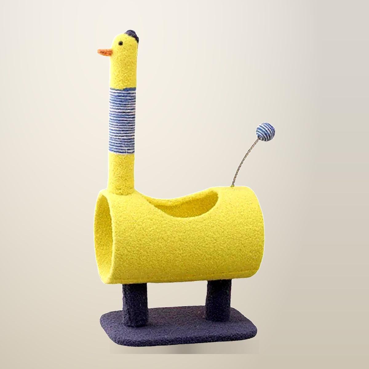 Climbing Frame Cat Scratching Post, Duck or Dinosaur, 65 cm, on a plain cream background