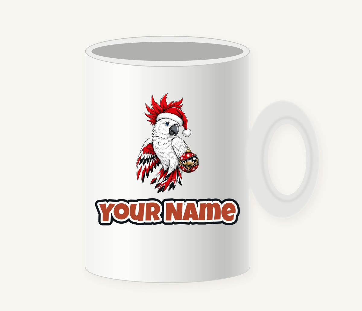Cockatoo in Santa Hat Personalised Christmas Mug