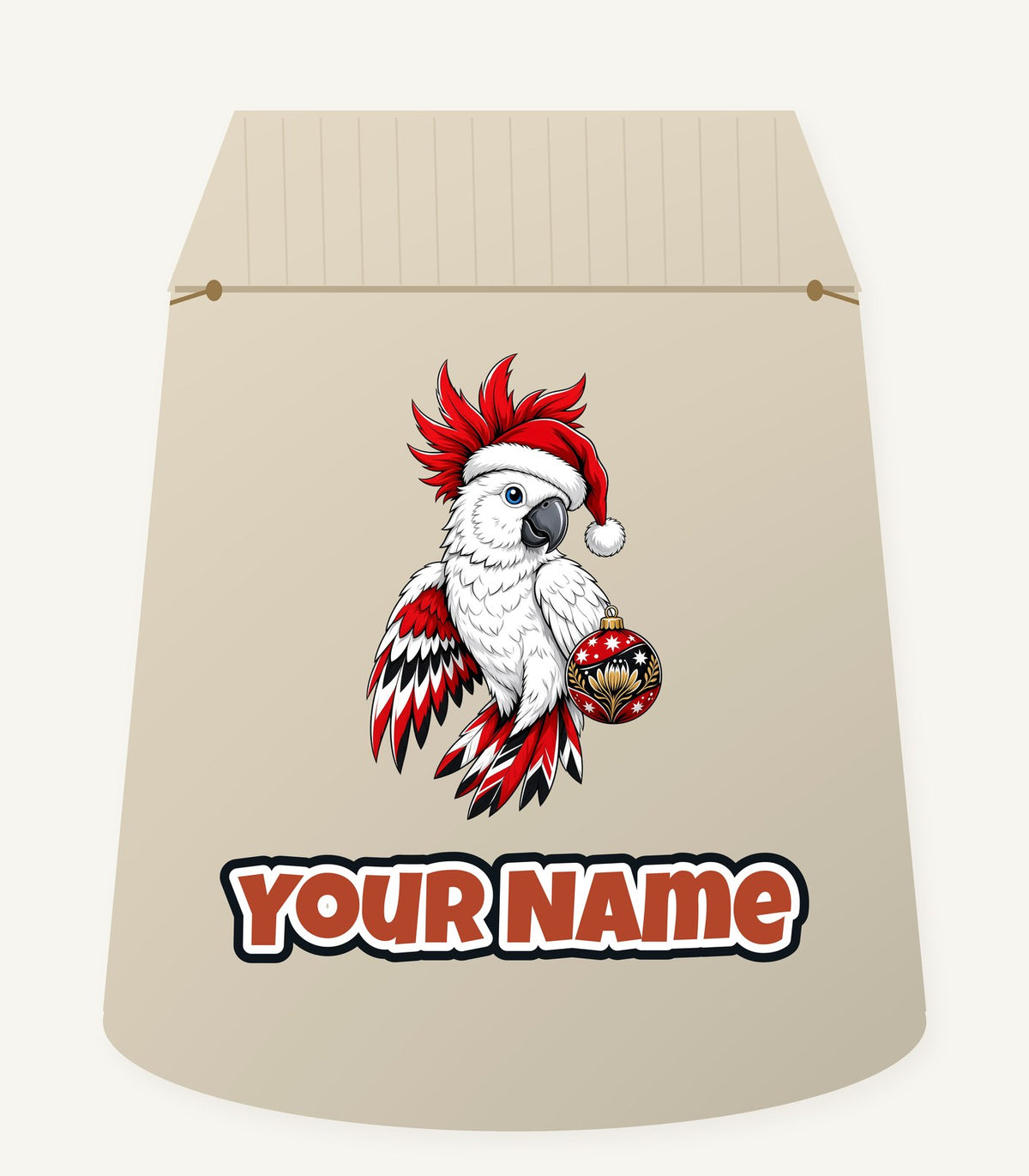 Cockatoo in Santa Hat Personalised Santa Sack
