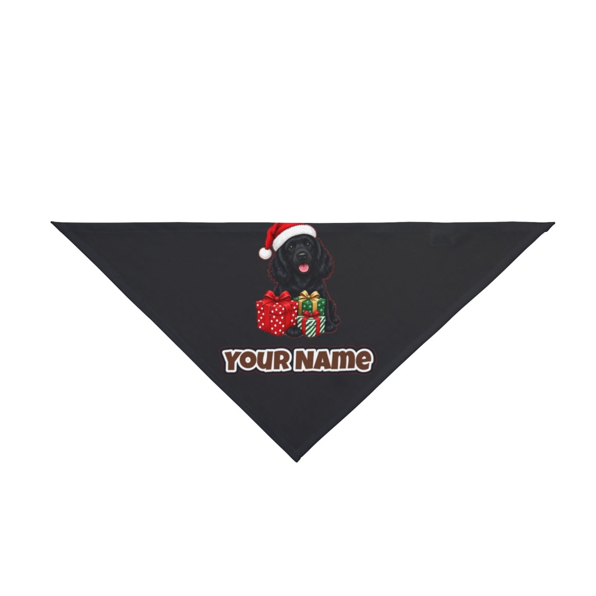 Cocker Spaniel personalised Christmas pet bandana in black, tie-on style
