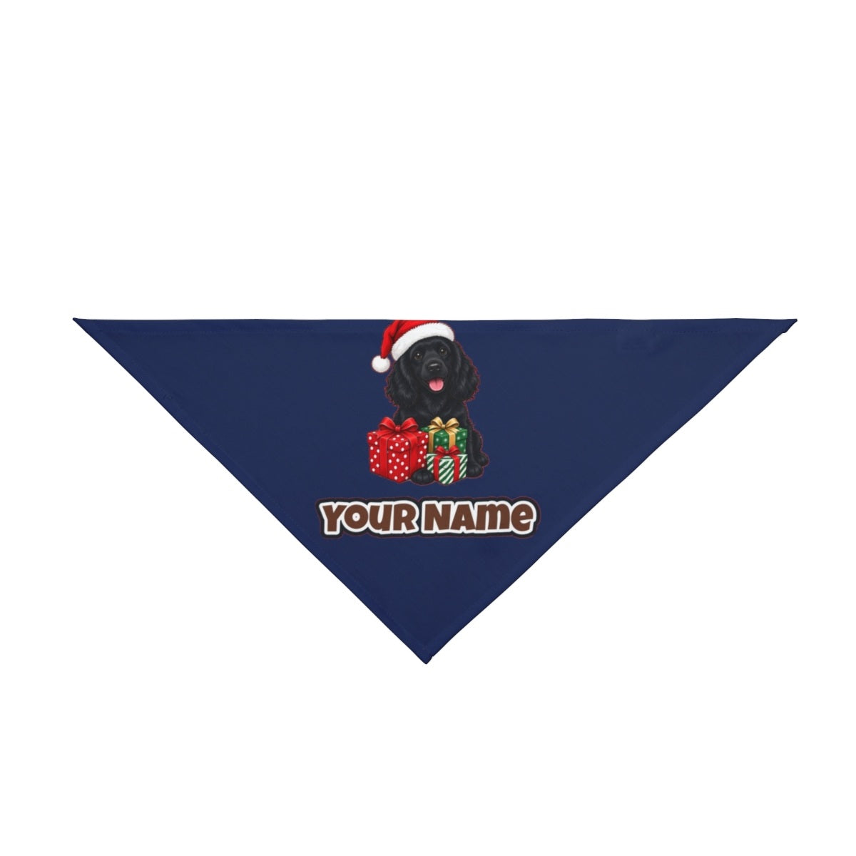 Cocker Spaniel personalised Christmas pet bandana in navy, tie-on style