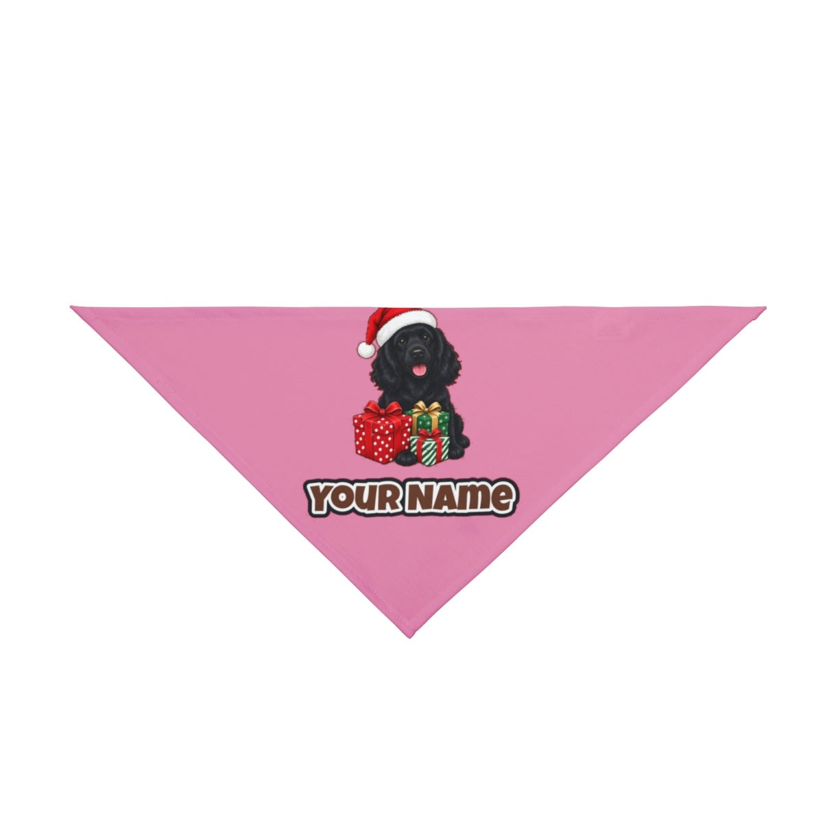 Cocker Spaniel personalised Christmas pet bandana in pink, tie-on style