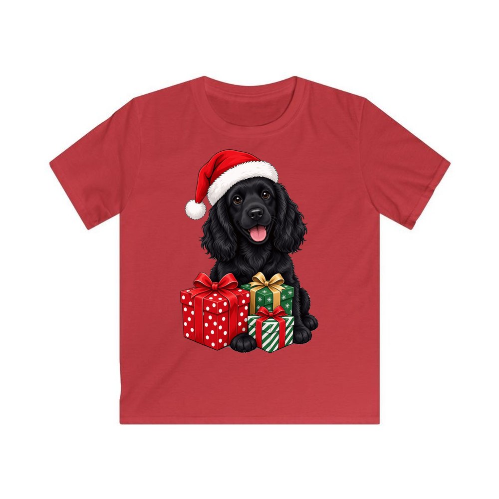 Cocker Spaniel personalised kids Christmas tee in red