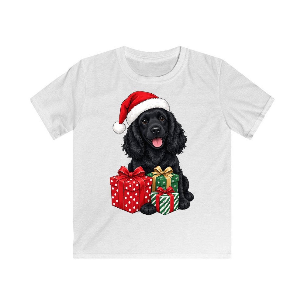 Cocker Spaniel personalised kids Christmas tee in white