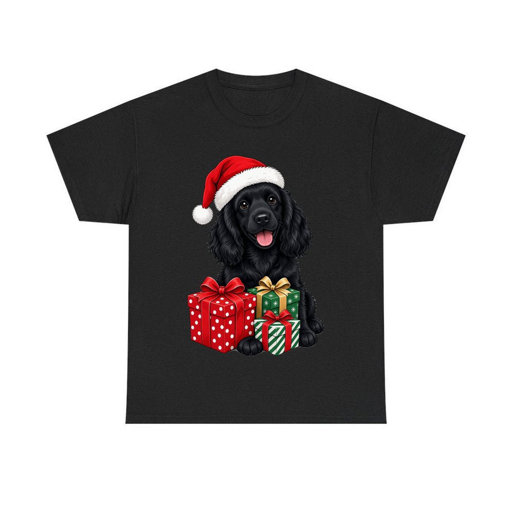 Cocker Spaniel personalised Christmas T-shirt in black