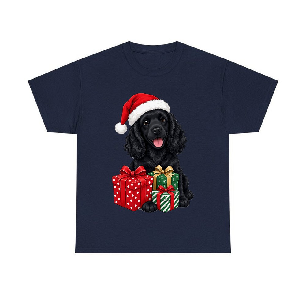 Cocker Spaniel personalised Christmas T-shirt in navy