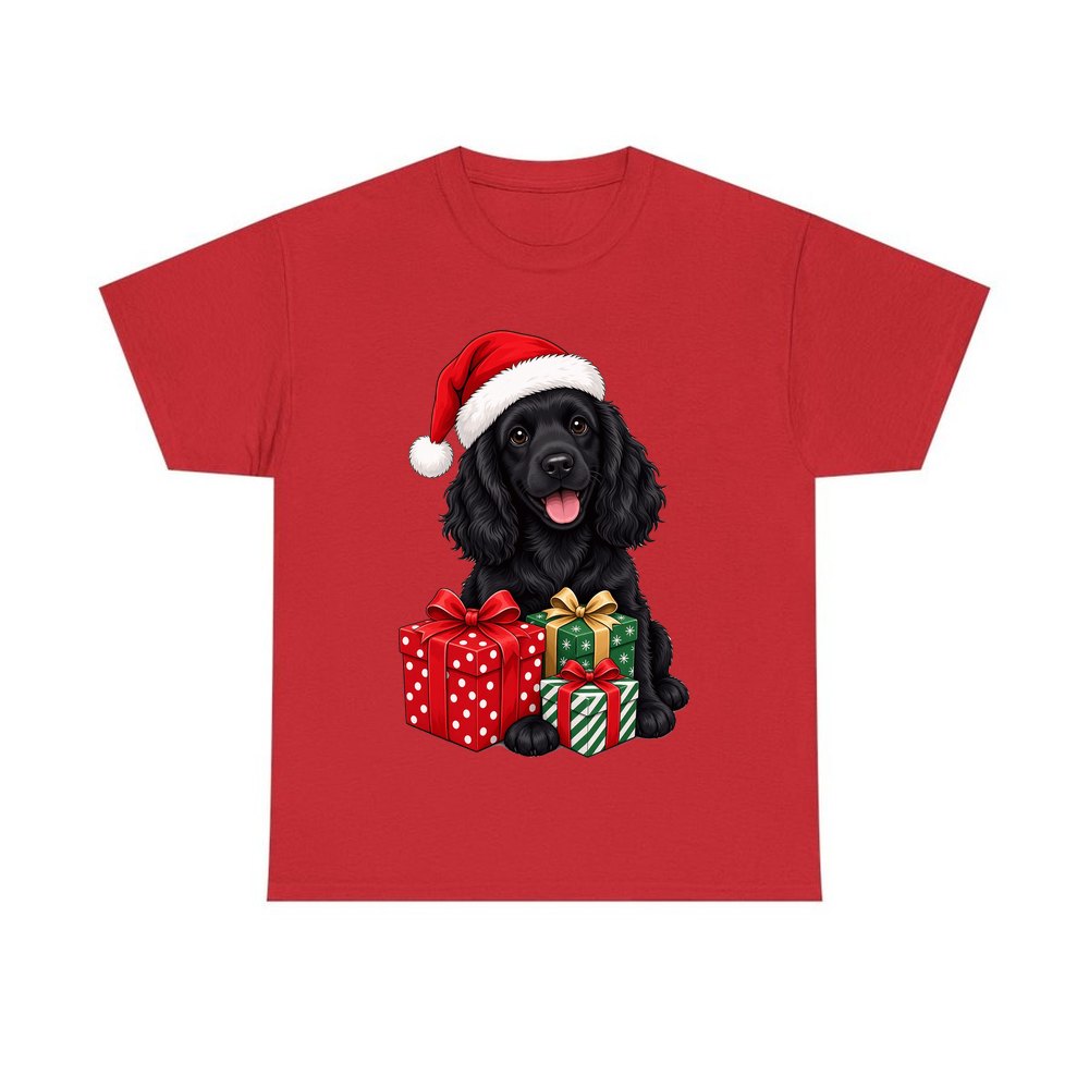 Cocker Spaniel personalised Christmas T-shirt in red