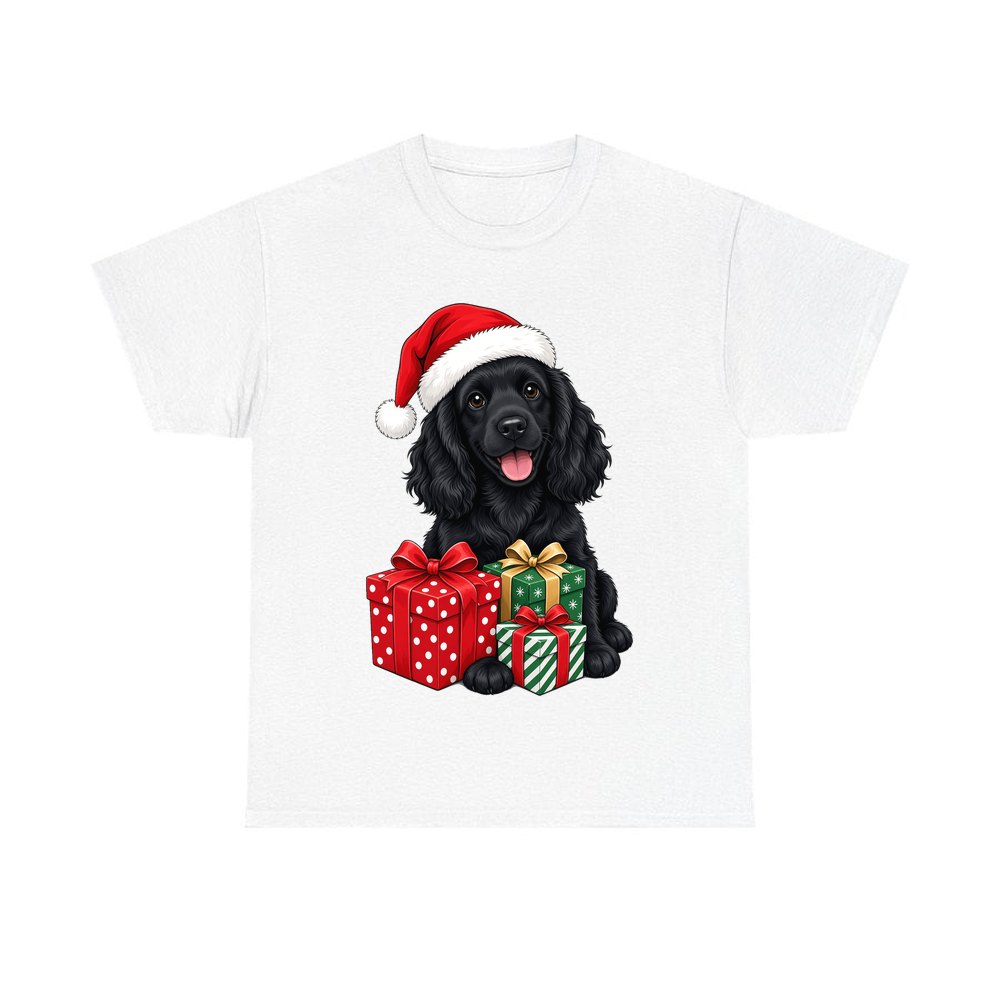 Cocker Spaniel Christmas design on a white tee