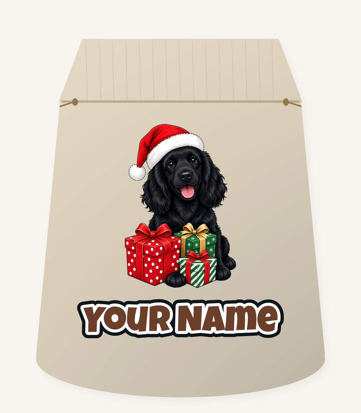 Cocker Spaniel Christmas Personalised Santa Sack