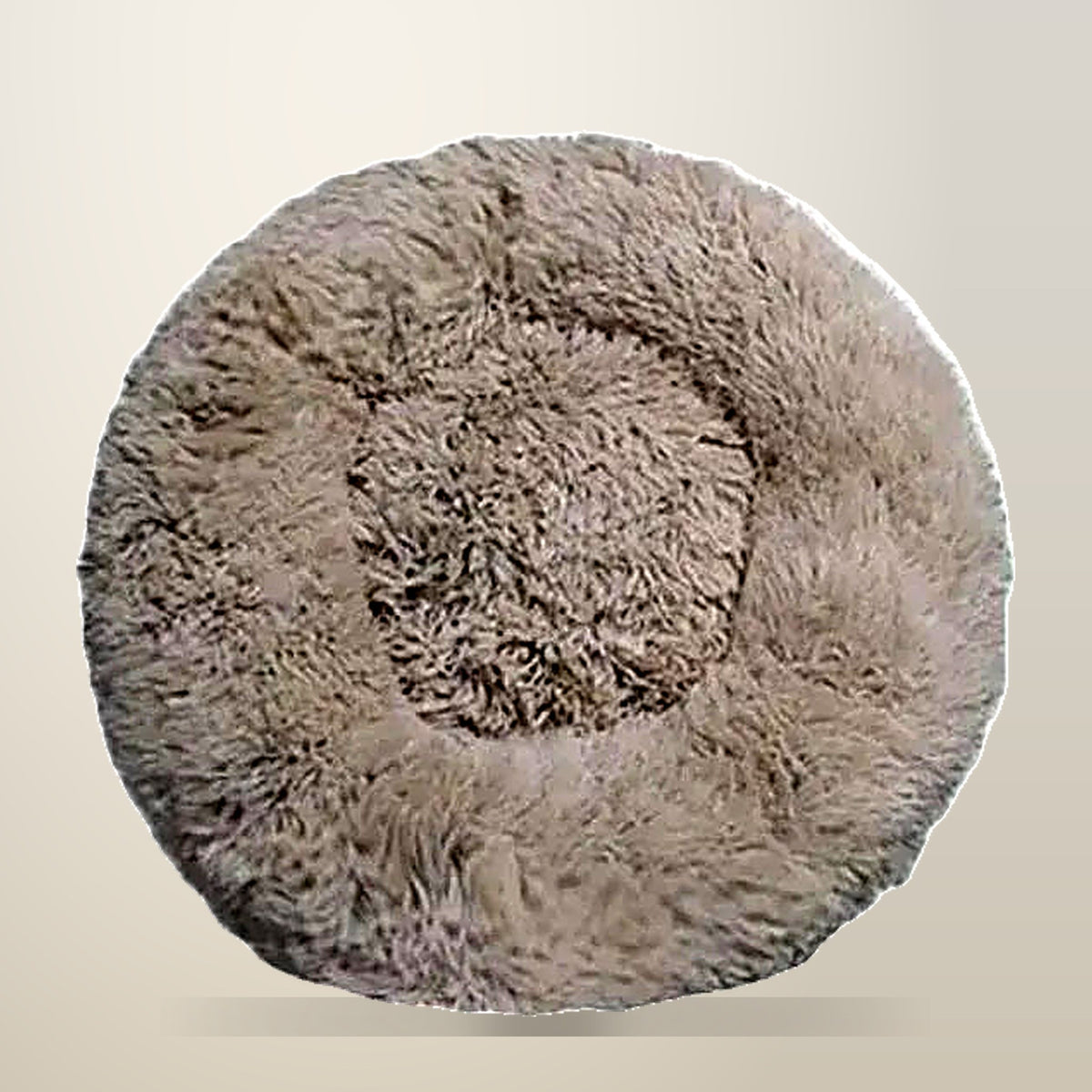 Coffee Donut Pet Bed, Calming Deep Sleep Nest, on a plain cream background