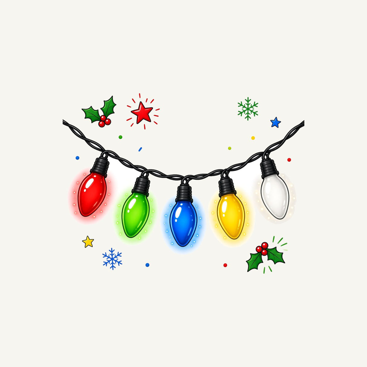 Colourful Christmas Light String Personalised Kids and Baby Christmas Tee