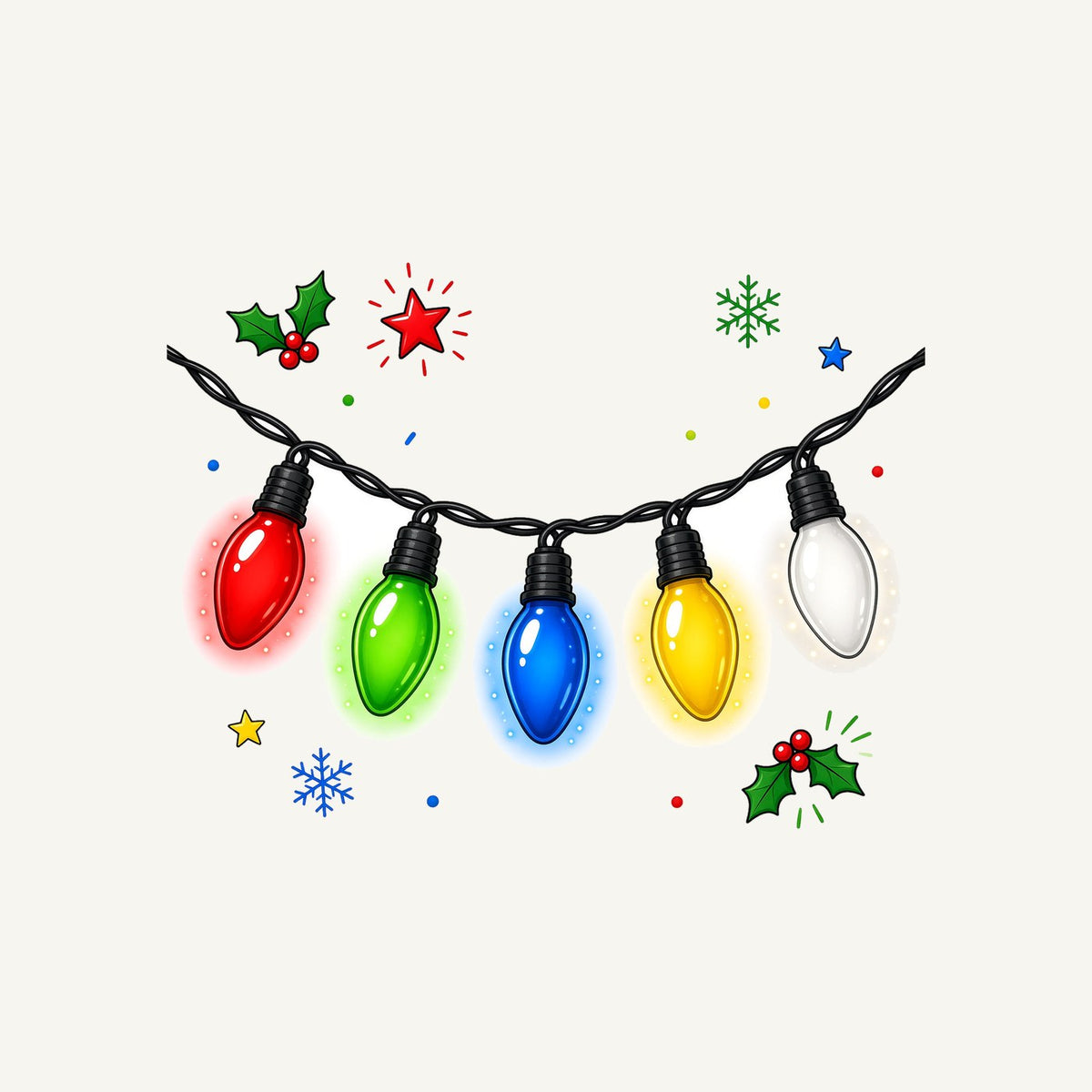 Colourful Christmas Light String Personalised Christmas Mug